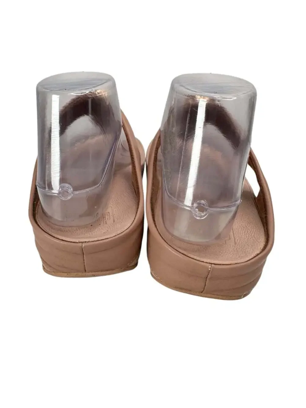 FitFlop Halo Toe Post Sandals Metallic Buckle Comfort Beige Womens Size 8